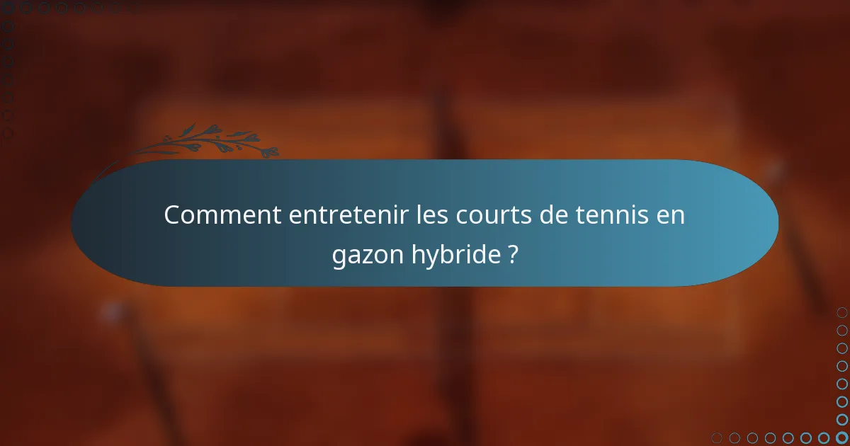 Comment entretenir les courts de tennis en gazon hybride ?