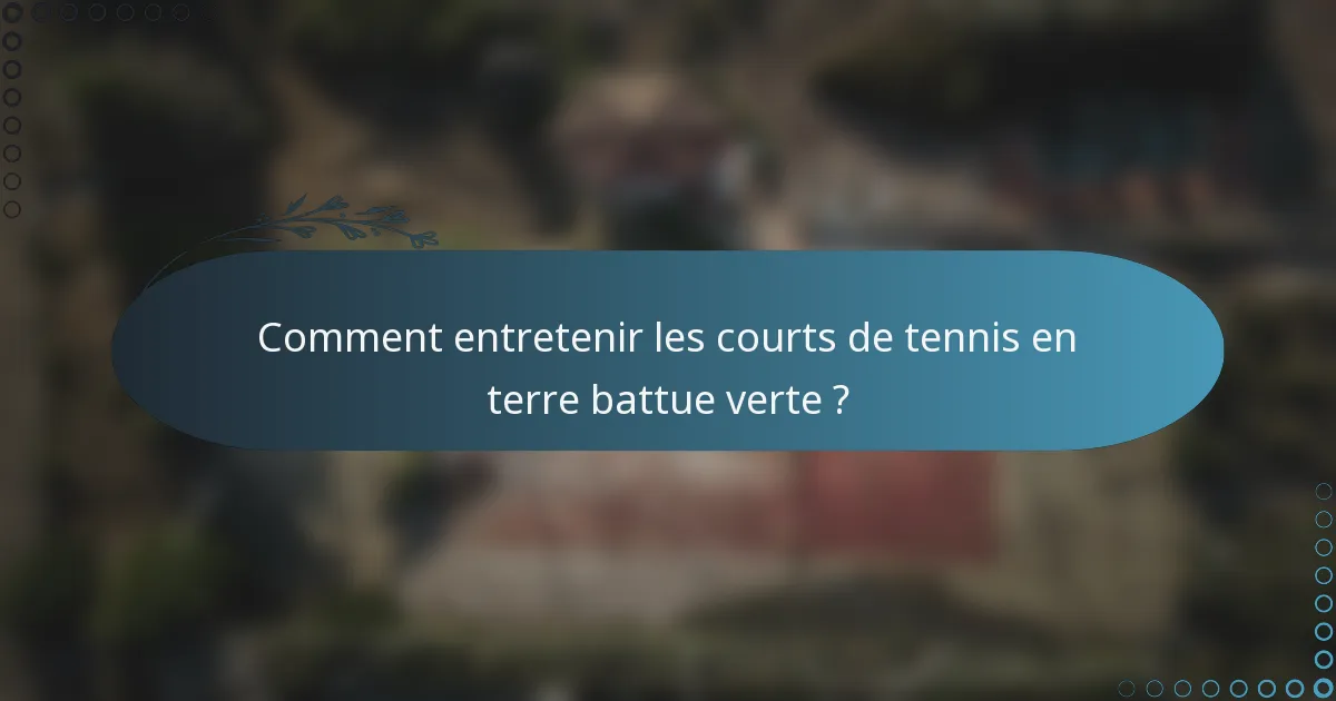 Comment entretenir les courts de tennis en terre battue verte ?