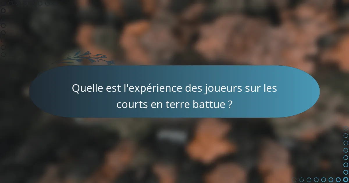 Quelle est l'expérience des joueurs sur les courts en terre battue ?