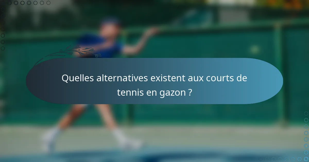 Quelles alternatives existent aux courts de tennis en gazon ?
