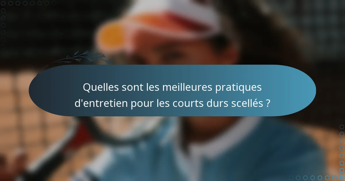Quelles sont les meilleures pratiques d'entretien pour les courts durs scellés ?