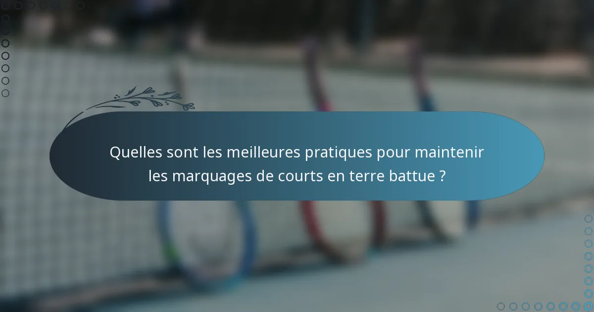 Quelles sont les meilleures pratiques pour maintenir les marquages de courts en terre battue ?