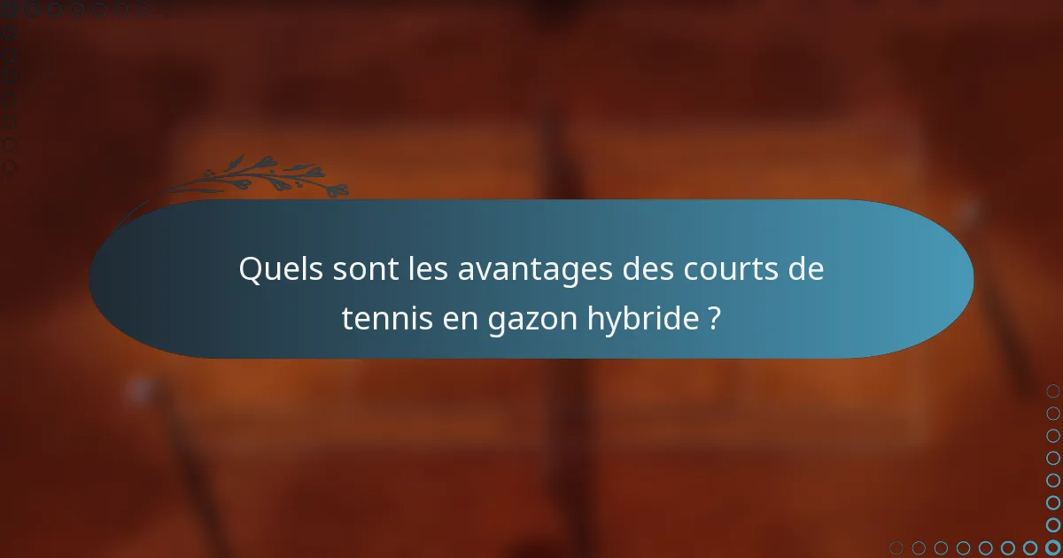 Quels sont les avantages des courts de tennis en gazon hybride ?