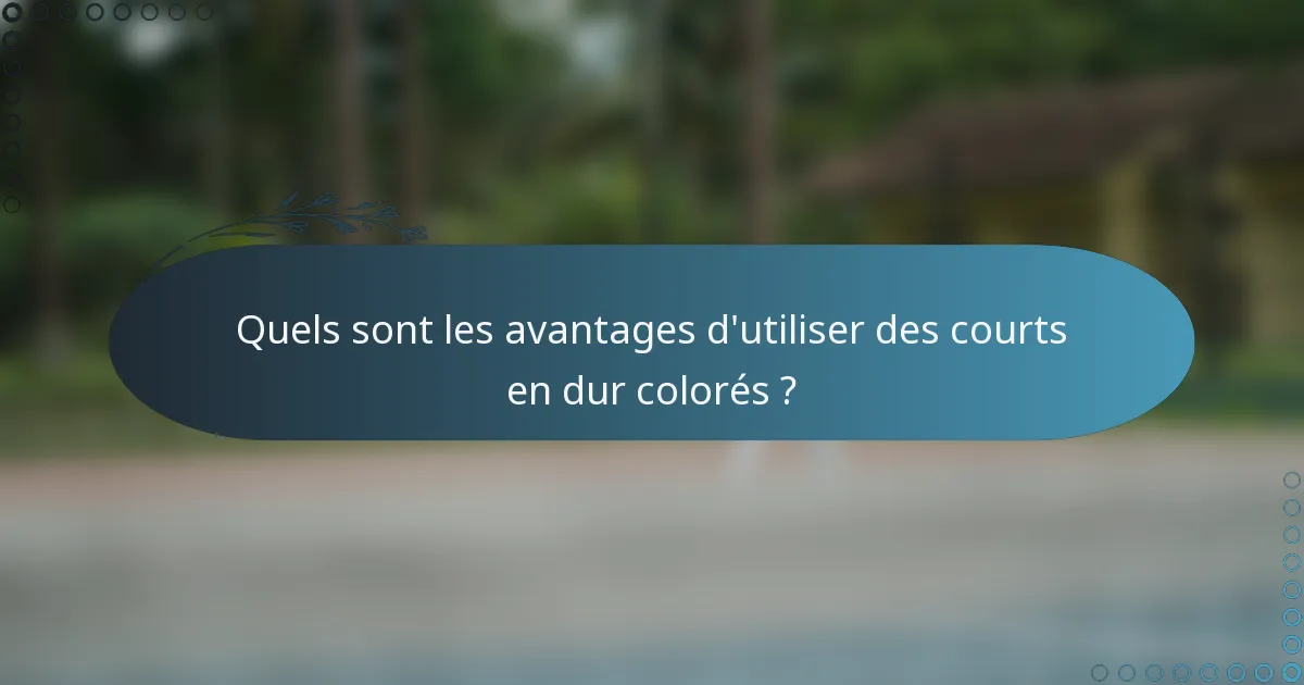 Quels sont les avantages d'utiliser des courts en dur colorés ?