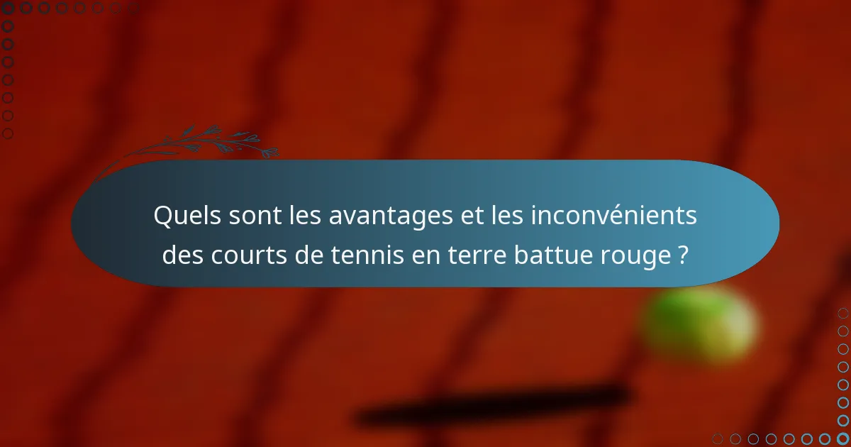 Quels sont les avantages et les inconvénients des courts de tennis en terre battue rouge ?