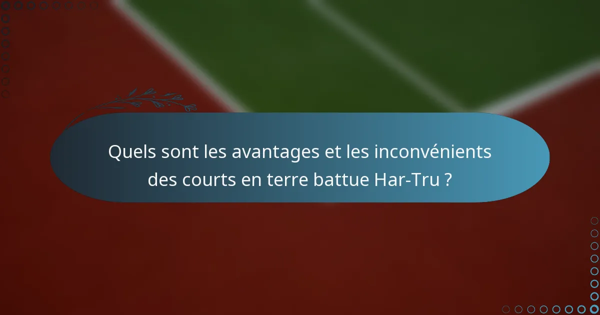Quels sont les avantages et les inconvénients des courts en terre battue Har-Tru ?