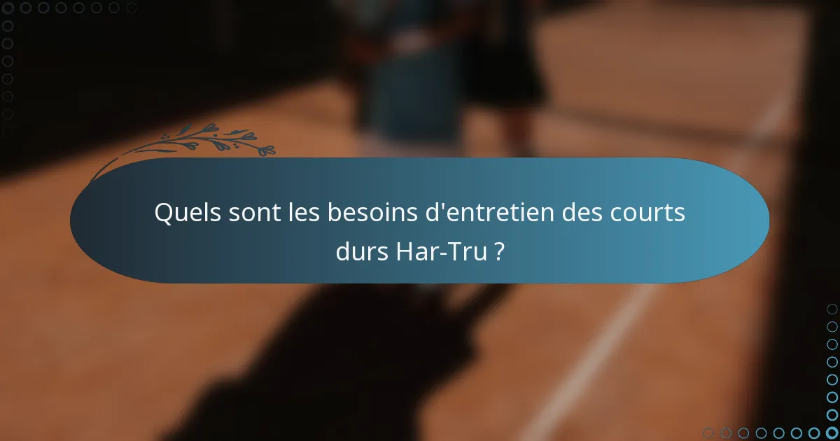 Quels sont les besoins d'entretien des courts durs Har-Tru ?